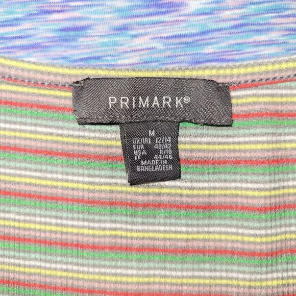 Primark size medium red green multicolored stripped short sleeve tee shirt - Picture 3 of 6